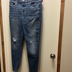 Lucky Brand Women's Skinny Jeans in Dark Blue Distressed Wash